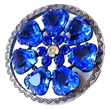 Exquisite Prong-Set Blue Pie Shape Jewel Paste Rhinestone Antique Button