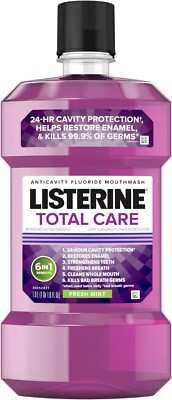 Listerine Total Care Anticavity Fluoride Mouthwash, Fresh Mint, 1 L