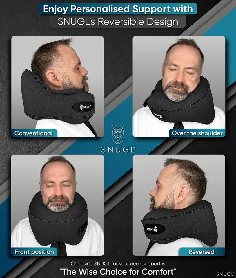 SNUGL Travel Pillow - Memory Foam Neck Cushion - Flight Pillow | 2 Sizes - Image 3 of 4