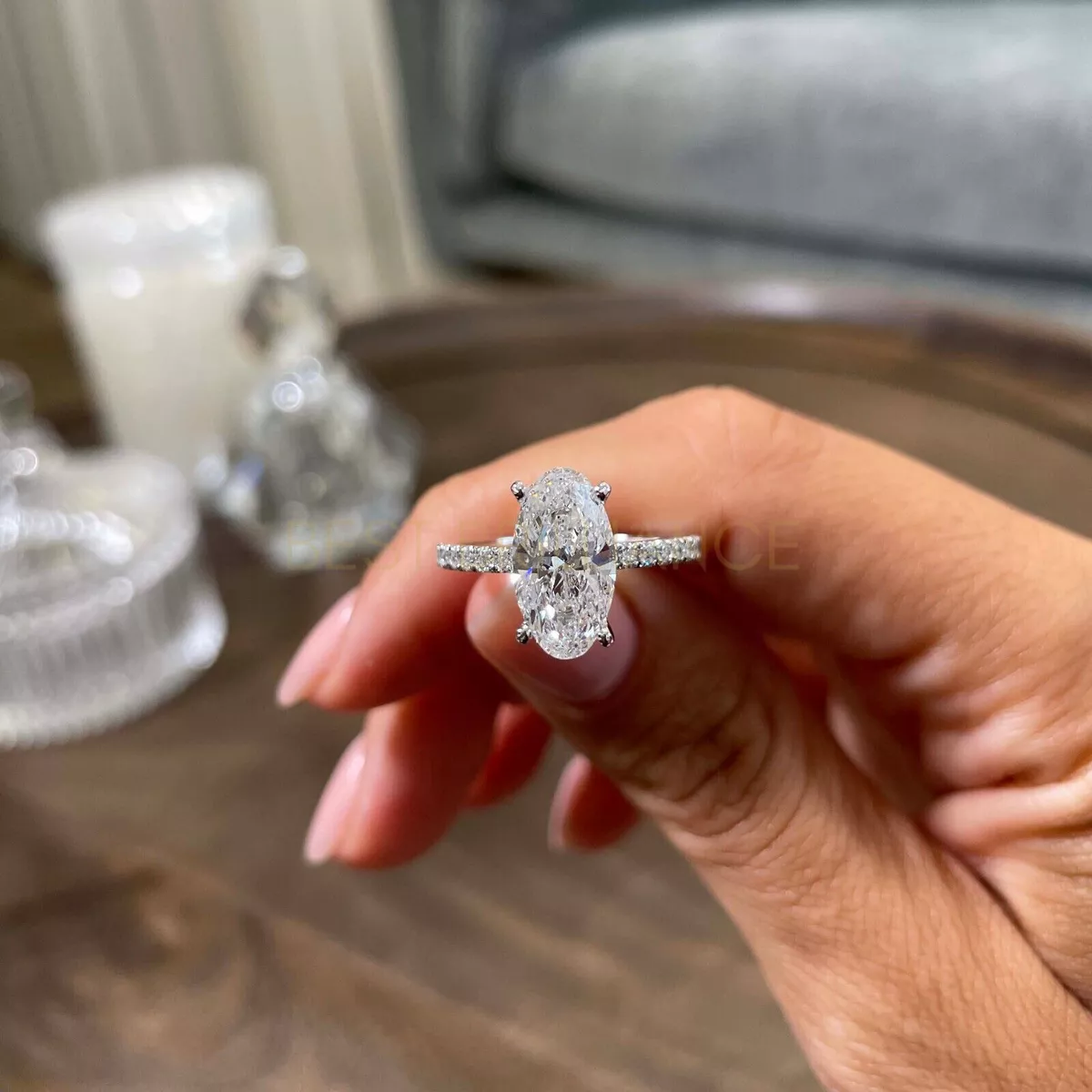 Oval ring cheap with hidden halo