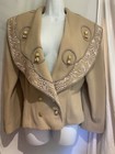 MADELEINE Italy Fancy Jacket Wool, Lace , Tear Drop Beads Wedding Party Size 10