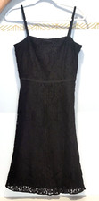 Ann Taylor Black Sleeveless Lace Cutout Dress Size 8 Petite Y2K Style Strap