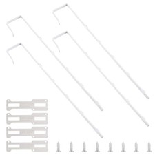 White Over-The-Door Mirror Hanger Adjustable Brackets 1.7" Door Depth 2 Set