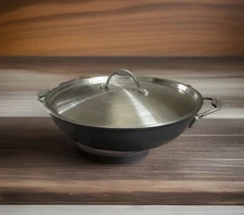 Calphalon #1613 6 Quart 13" Sauté Frying Pan Non-stick USA W/ Lid Double handle