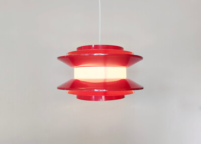 Vintage red Trava pendant light by Carl Thore, Trava 1960s mid