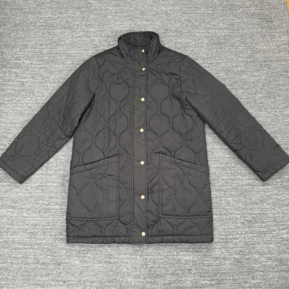 J Crew City Puffer Coat Women Small Black Quilted Chore Commute Classic Pockets - Image 2 of 4