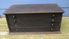 Antique Watchmaker's 4 Drawer Storage Wood Cabinet w/ NOS Glass Watch Crystals