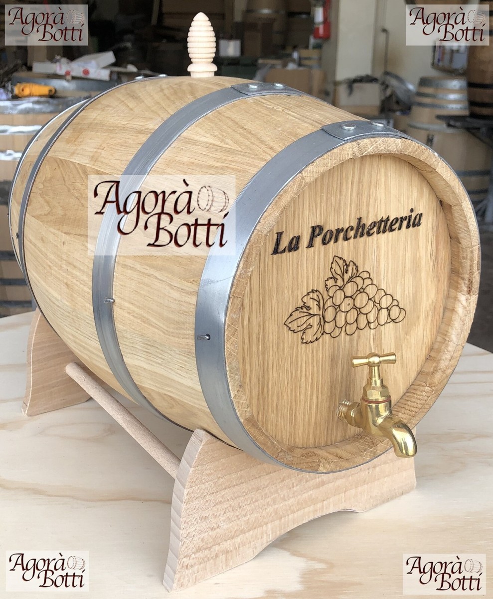 Botte In Legno Di Quercia 3L Per Vino E Whisky | Mini Barile In Rovere Con Supporto, Colore Blu