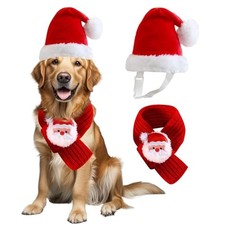 Dog Christmas Santa Hat and Scarf Set,XL XXL Dog Large Santa Hat  Scarf