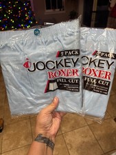 2 Vintage 1987 Jockey Boxer Shorts Full Cut Big Man Size 38 2 Pack BLUE NOS