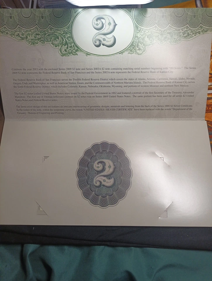 2013 $2 Double Deuce Set Federal Reserve Note San Francisco Kansas City UNC FRN - Image 2 of 4