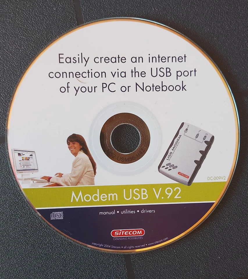 Sitecom USB Modem 56 Kbps Download Speed, Model:  DC-009 v2 + CD - Bild 2 von 4