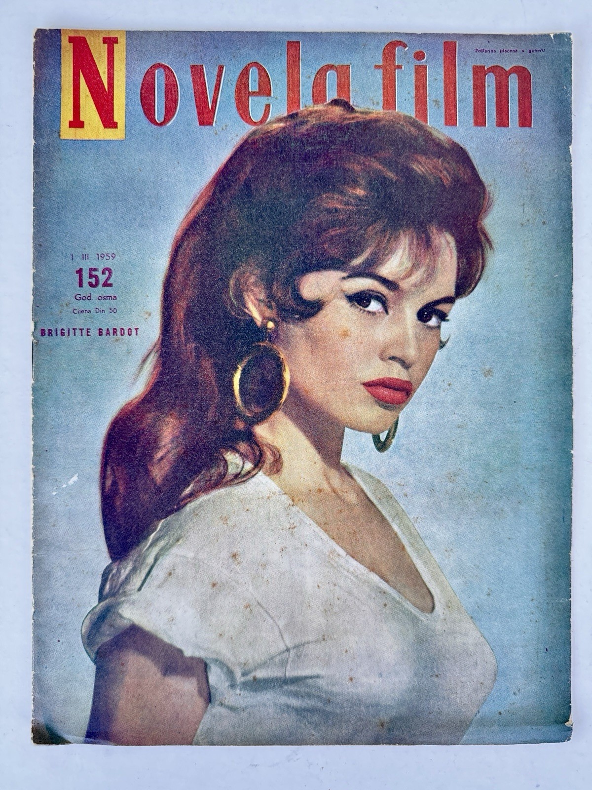 1959 Novela Film No. 152 Brigitte Bardot Cover Yugoslavia Vintage Movie Magazine
