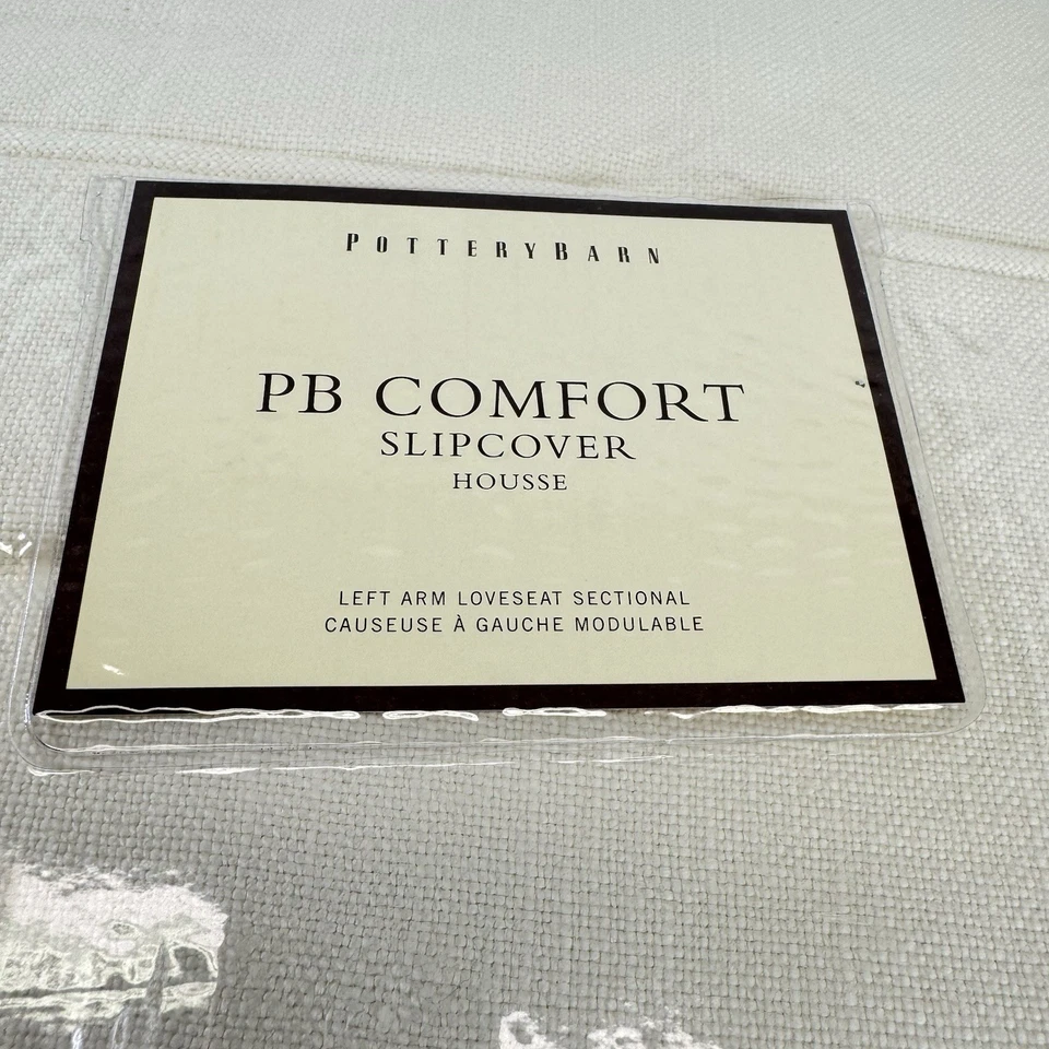 Pottery Barn brazo izquierdo loveseat seccional PB cómodo funda marfil lino KE Foto 2 de 4