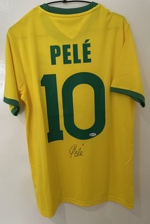 Pele Hand Signed Brazil Shirt Beckett BAS