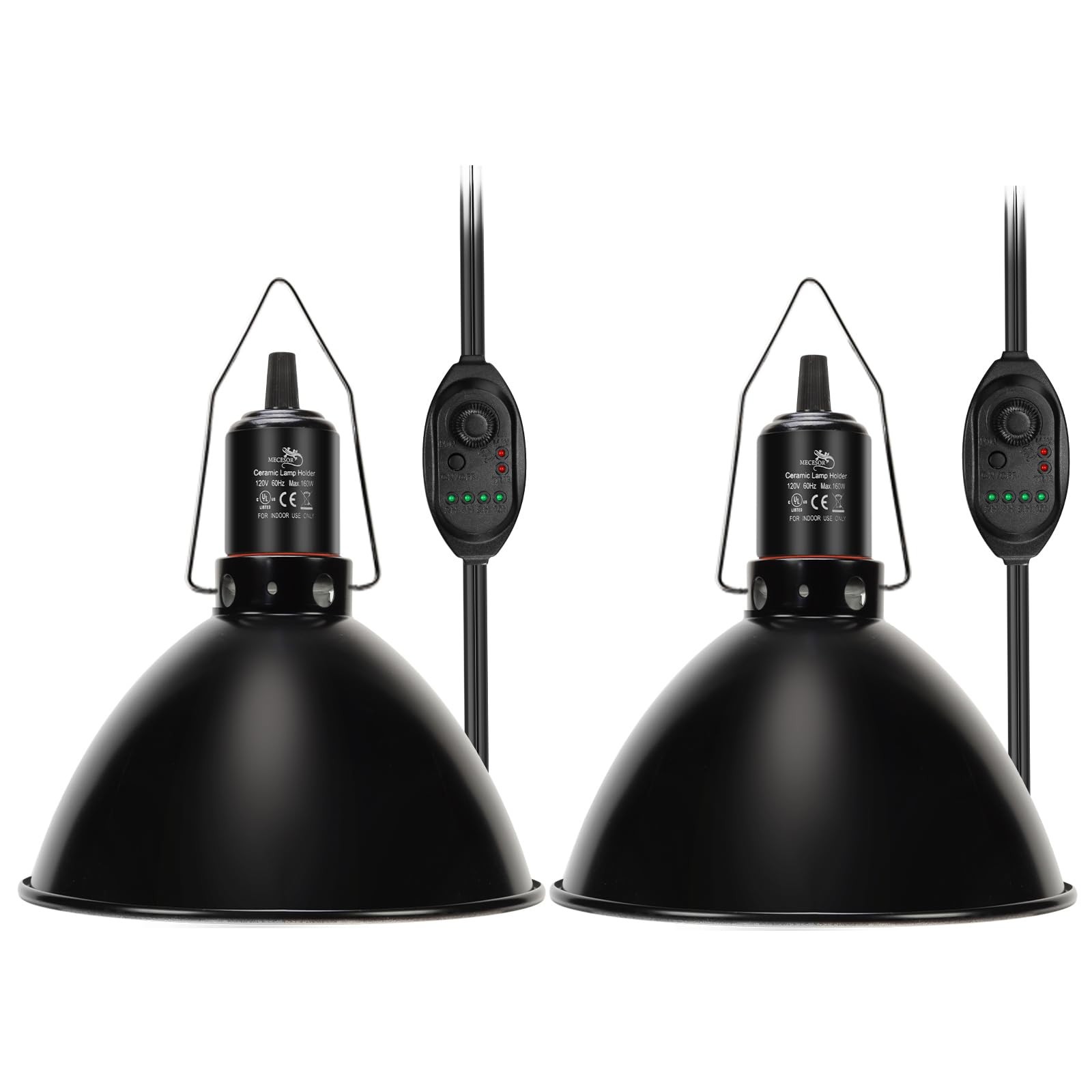 Reptile Light Fixture with Dimmer Timer 8.5 Inch Deep Dome Lamp for Terrarium