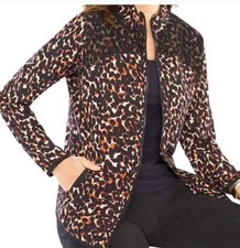 Chico's Zenergy Leopard Animal Print Front Zip Jacket Size 1/M NWOT 