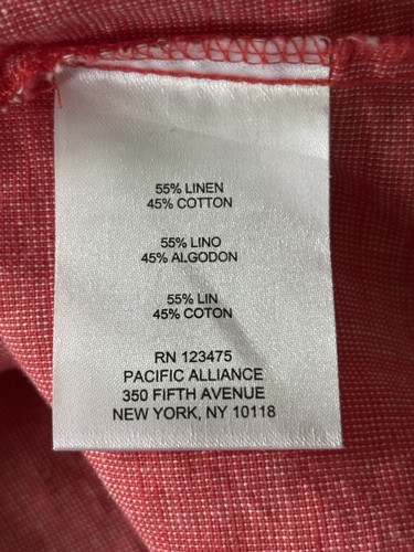 Ellen Tracy Linen Blend Womens Tunic Top Coral V-Neck Casual Beach Size Small - Picture 4 of 10