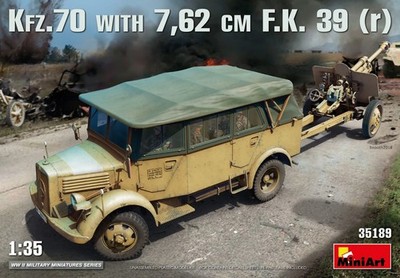 1:35 Miniart Kfz.70 & 7,62 cm F.K. 39 ( R ) Bausatz Modell MA35189