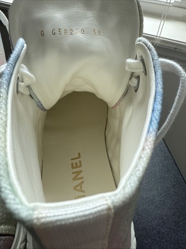 New!! CHANEL Quilted Rainbow CC High Top Sneakers Kicks Shoes Trainers 39 $1325 - Picture 17 of 19