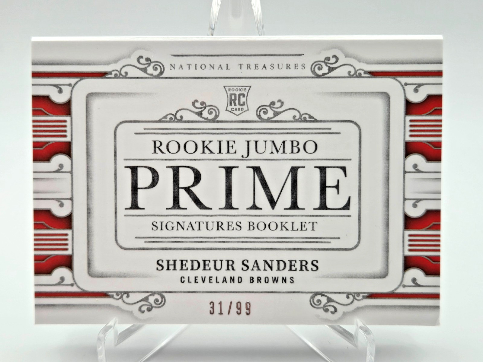 2025 National Treasures Shedeur Sanders Rookie Jumbo Patch Auto Booklet 31/99 view 4