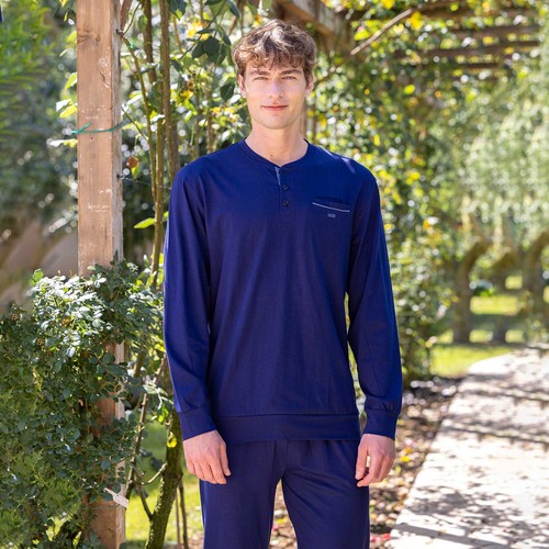 Pigiama uomo scollo serafino cotone leggero Irge IRI2520 - Afbeelding 1 van 4
