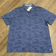 NEW Zelos Polo Shirt Mens Camo Navy Short Sleeve XL Wicking Performance Golf