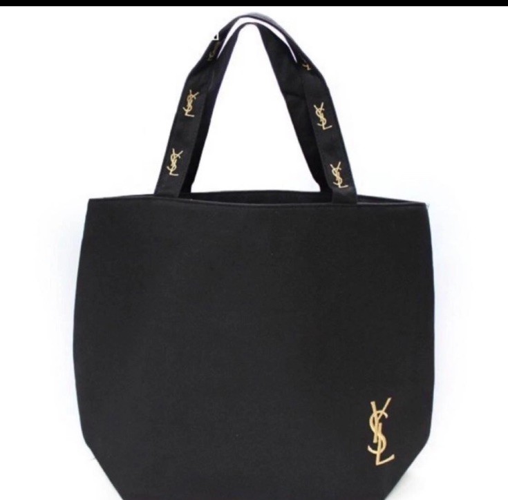Borsa tote Yves Saint Laurent novità tela nero oro ricamo logo Giappone