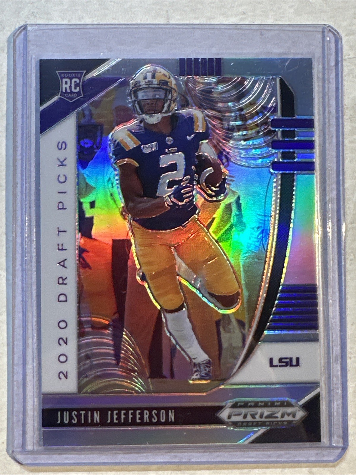 2020 Justin Jefferson Prizm Draft Picks Silver Refractor RC #126 LSU Tigers RC