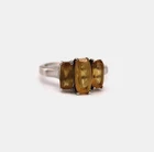 20274 Vintage 925 Silver Georgian style Radiant Citrine Trilogy Ring Size N