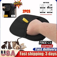 2PC Electrostatic Pet Hair Removal Gloves Brush Double-sided Pet Grooming Gloves
