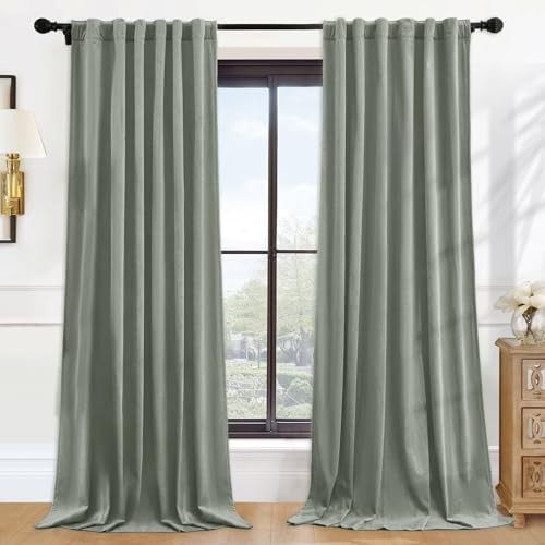 Blackout Velvet Curtains 84 Inches Long, 2 52