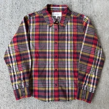 The GREAT Cottage Button Up Shirt Bluegrass Red Plaid Flannel Flax Pocket Size 1
