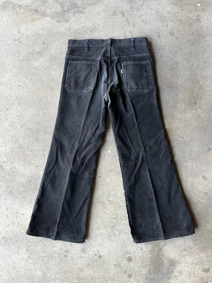 VTG Levi’s White Tag 80s-90s Bell Bottom Black Corduroy Pants 32/28 - Image 2 of 4