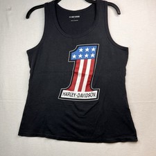 Harley Davidson Tank Top Number 1 Patriotic Black Women  s Size Large EUC