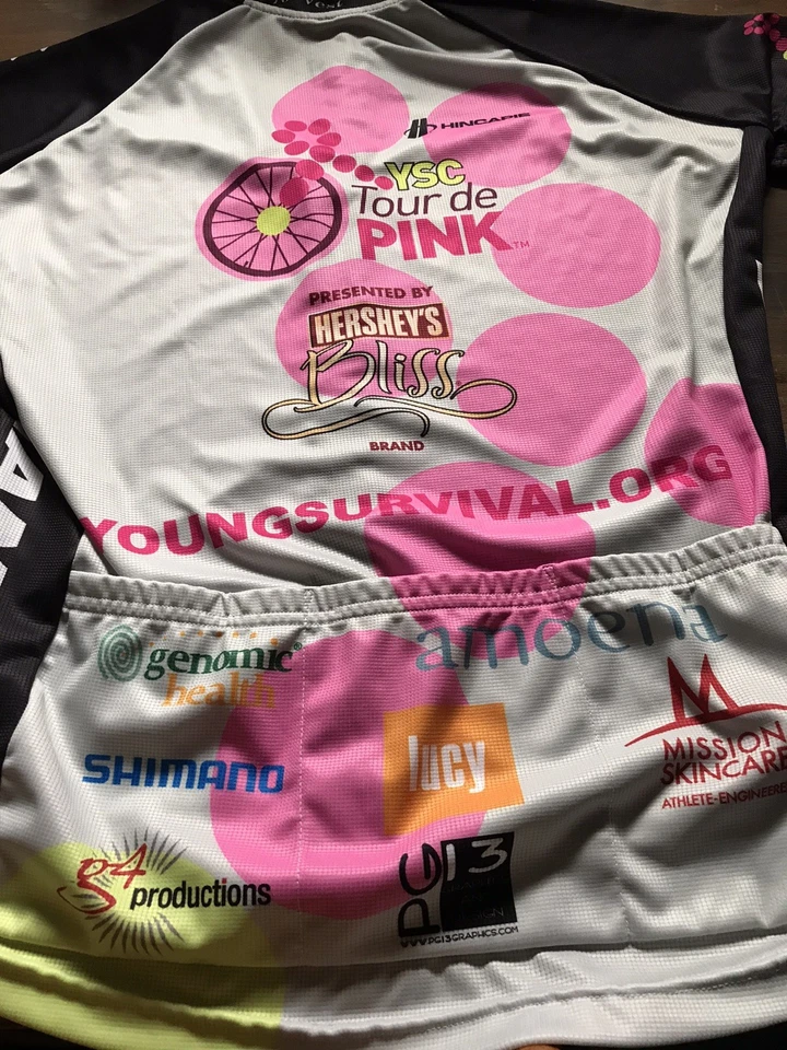 Camisa de ciclismo Hincapie para mujer mediana ~ YSC Tour De Pink de Hershey's ~ cremallera frontal Foto 3 de 4