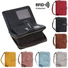 RFID Blocking Women Small Leather Wallet Credit Card Holder Mini Bifold Purse US