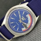 VINTAGE SEIKO 5 AUTOMATIC 7009A JAPAN MENS BLUE COLOR DIAL WATCH a2461-U