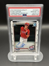 Evan Carter 1st Bowman Chrome Auto PSA 10 Auto 10 RC Rangers 🔥