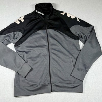 Kappa Jacket Mens Large Black Logo Full Zip Polyester Track Athletic Running