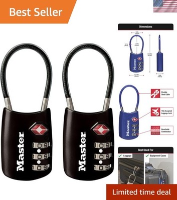 Padlock, Set Your Own Combination TSA Locks for Luggage, Travel Zipper Lock w...