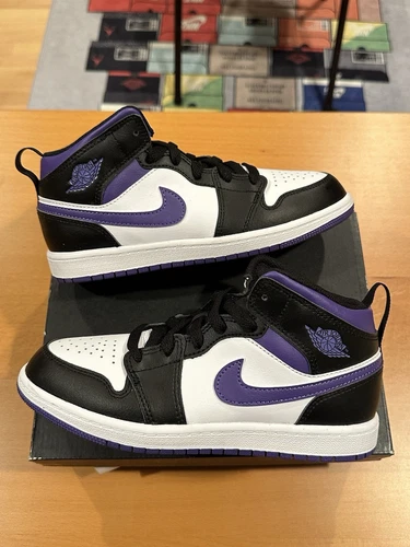 Taglia 3Y Nike Air Jordan 1 Mid PS Preschool Dark Iris nero viola 640734 095