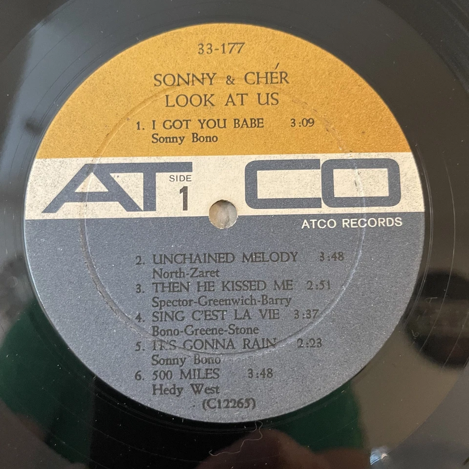 Sonny & Cher Look At Us Vinyl LP Atco 33-177 Mono 1st Pressing I Got You Babe - Image 2 of 4