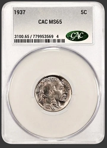 1937 Buffalo Nickel 5C CAC MS 65