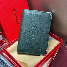 2026 Cartier Must de Cartier Green Leather Wallet 4 Card Holder NIB Pouch