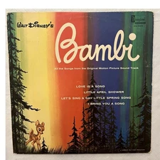 Walt Disney Bambi Original Motion Picture Soundtrack Record Disneyland DL 1203