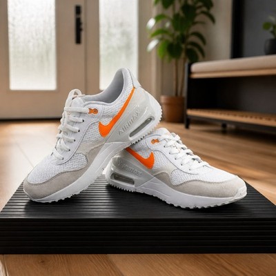 Nike Air Max SYSTM DQ0284 114 Men's Low Top Athletic Sneakers White Orange