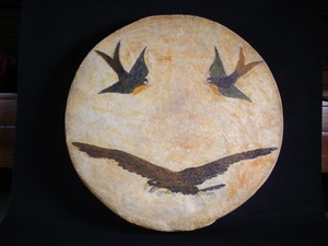 Northern Plains Pictorial Drum Native American Indian Artifact, c. 19th Century