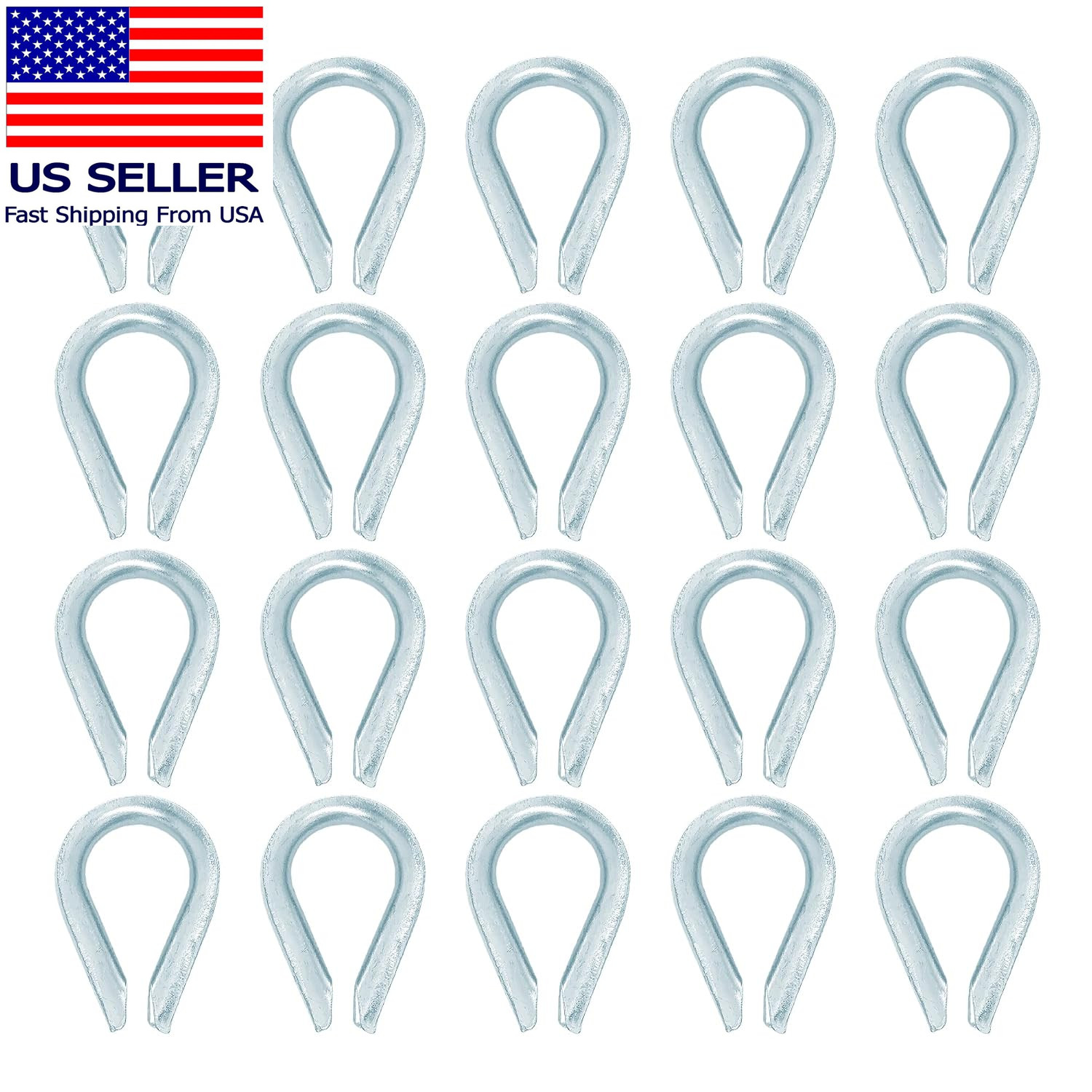 20PCS M5 Wire Rope Thimbles, 3/16 Inch Cable Loop Protectors for Rigging and Mar