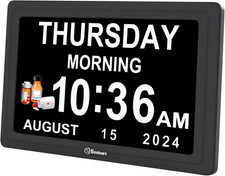 Digital Dementia Clock for Seniors with Large Day Date Display 20 Alarms